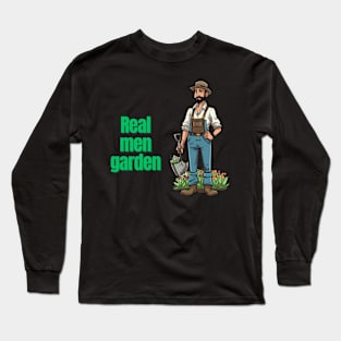 Cartoon design of a male gardener with humorous saying Long Sleeve T-Shirt